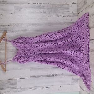 ASTR The Label lilac purple cutwork embroidery sundress adjustable strap Size XS